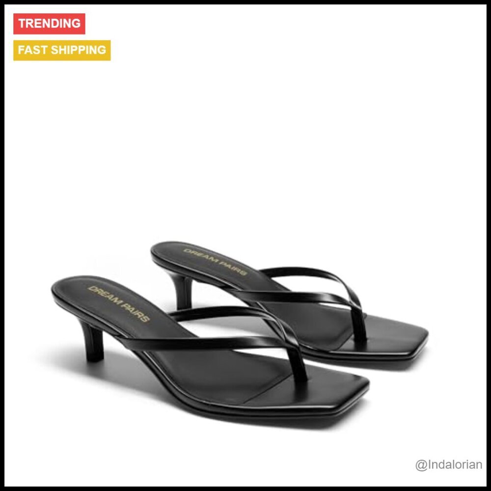 Faux Leather Kitten Heel Sandals Square Toe Slip On - Picture 4 of 7